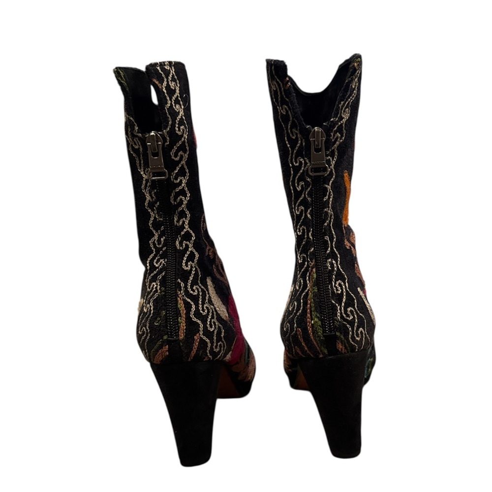 Saratoga Turkish Bazaar Suzani Style Black Multi Embroidered Boots EU 40 US 9 - Picture 6 of 13